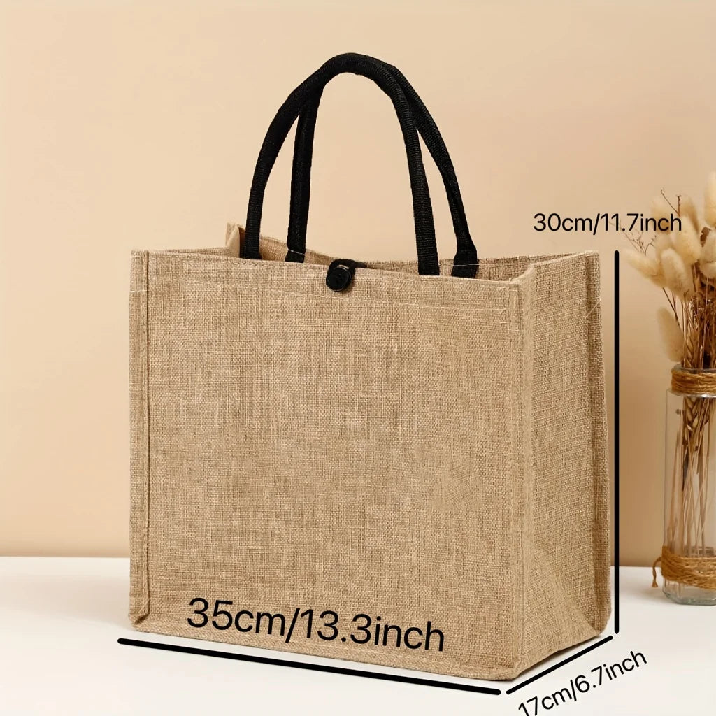 Cartoon Puppy Linen Tote Bag - Stylish & Eco-Friendly