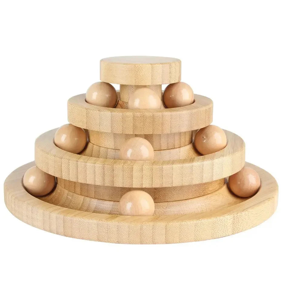 Bamboo Cat Play Tower with Rotating Balls
