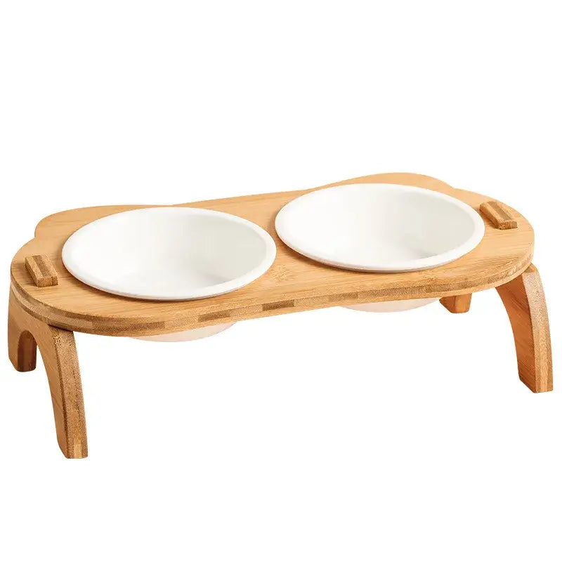 Bamboo Cat Bowls - Anti-Leak Pet Feeder
