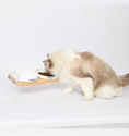 Load image into Gallery viewer, Ceramic Pet Bowl with Anti-Spill Wood Stand
